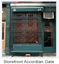 storefront accordian gate Clinton Hill, Brooklyn